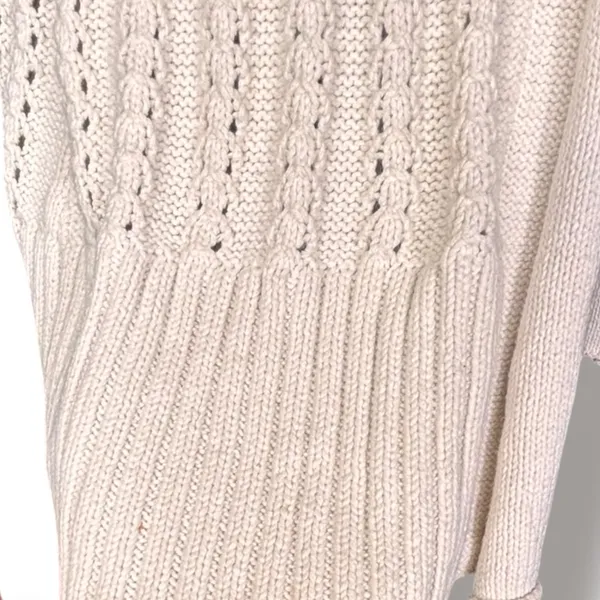 Fossil Cream Pointelle Knit Longline Open Front Duster Cardigan Casual Layer - Image 6