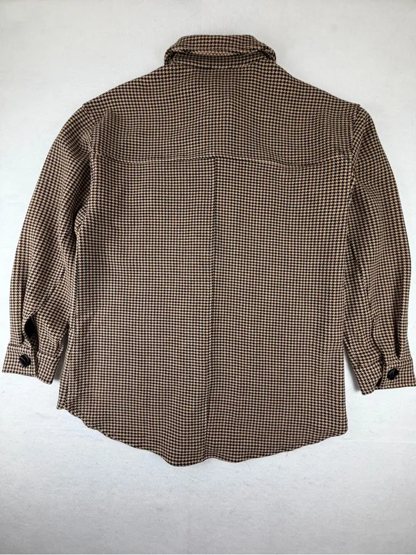 Current Air Houndstooth Shirt Jacket XS NWT‎ Shacket Neutral Plaid - Image 2