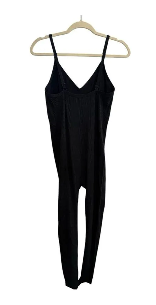 Colsie Black Spaghetti Strap Ribbed Pant Jumpsuit Size Large - Image 6