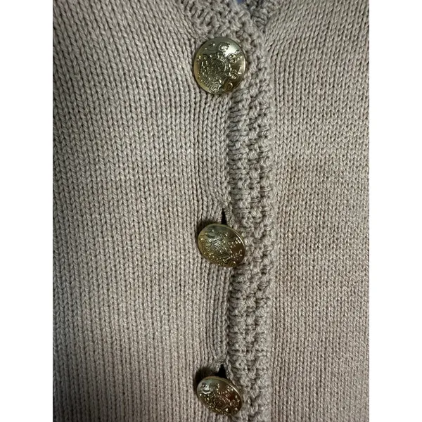 J.Crew Vintage Sandstone Cotton Blend V-Neck Sweater Vest Gold‎ Crest Buttons XS - Image 2