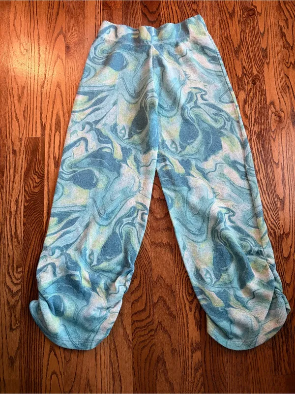 Jaded London Turquoise Swirl Knit Ruched Hem Track Pants High Rise Pants US 6 - Image 4