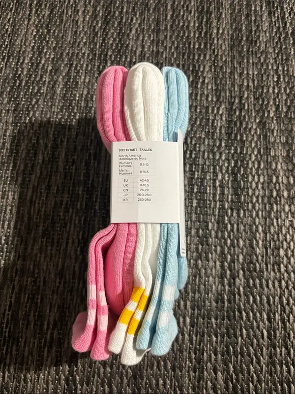 Lululemon Daily Essentials Socks 3 Pair Candy Cloud Foam Cloud White Yellow Sz L - Image 2