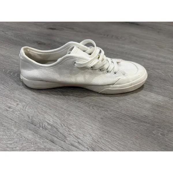 CLEAR Canvas Low Top Sneakers White Green Women's Size 8 Casual Lace Up Shoes - Image 8