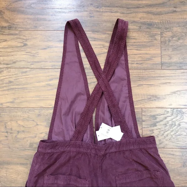 American Eagle • burgundy corduroy overall shorts romper shortalls maroon romper - Image 10