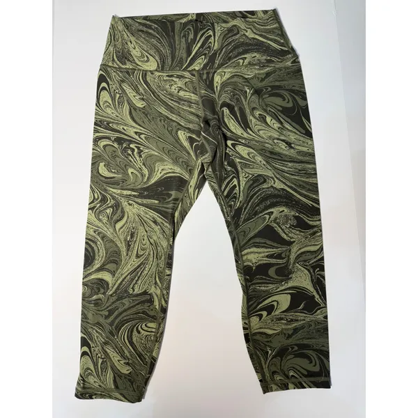 Athleta‎ Transcend 7/8 Tight 1X Sumi Marble Green Black Leggings - Image 3