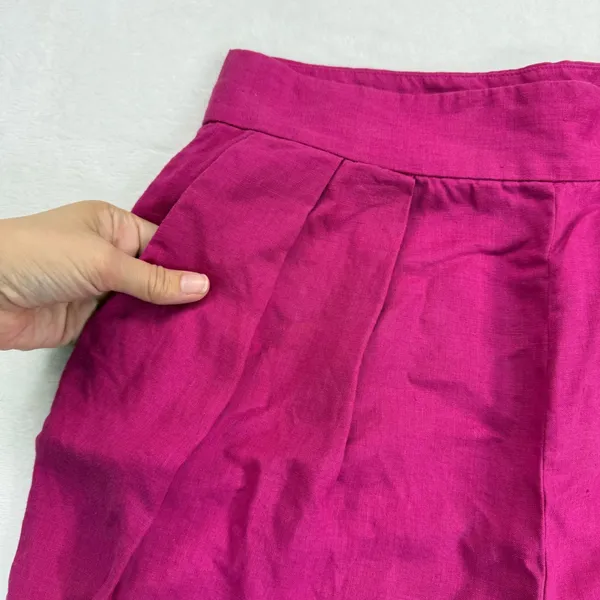 Theory Magenta Pink Linen Blend Pleated High Rise Tapered Trousers Size‎ 4 - Image 7