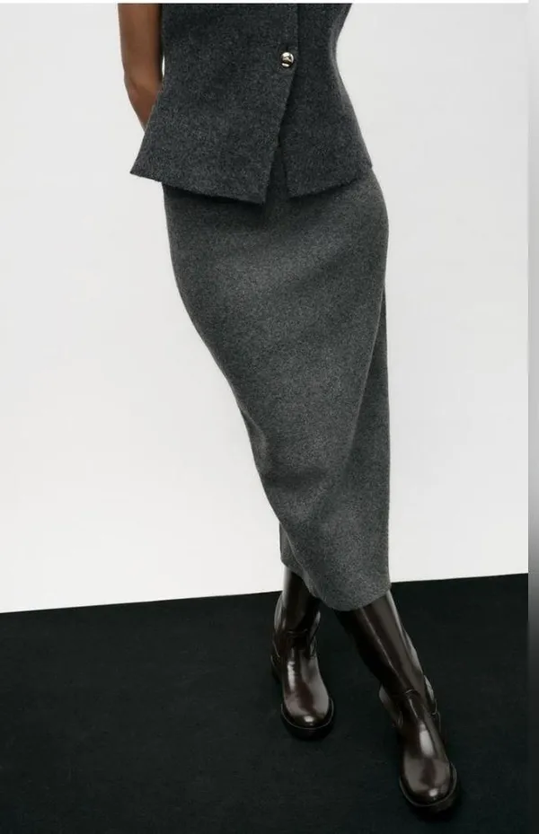 NWT! Zara Gray Flared Wool Midi Skirt - Image 3
