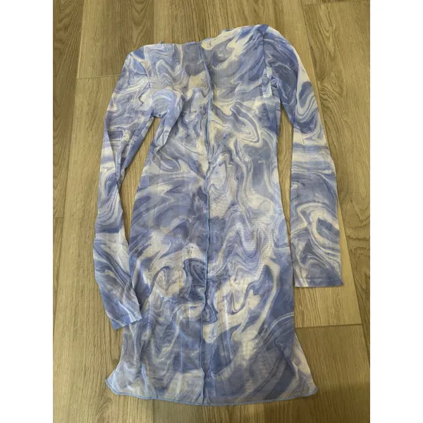 Naked Wardrobe Blue Marble Sheer Mesh Swim Cover-Up Dress Medium NWT - Image 4
