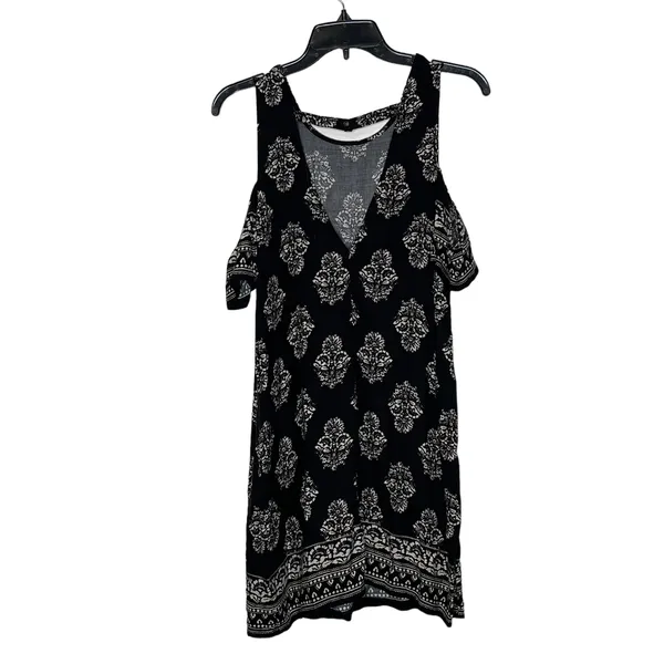 Hollister Dress Size‎ Small Black White Floral Pattern SS Open Shoulder - Image 5