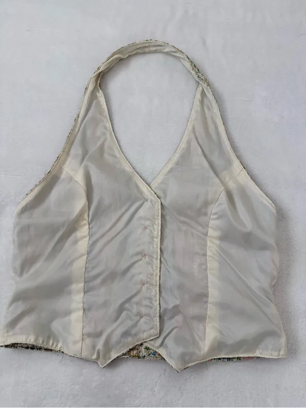 Fairycore Floral Brocade Halter Vest Whimsy Goth Cottagecore Boho Top - Image 5