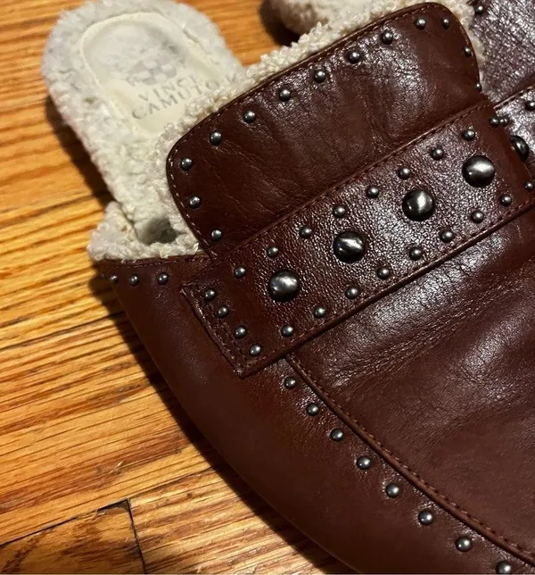 Vince Camuto Leather Studded Mules - Alvintal Size 10 - Image 3