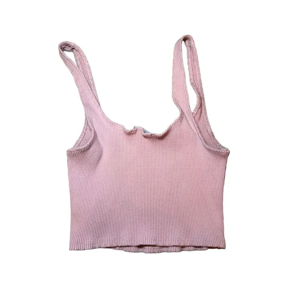 Lulu’s Pink Ribbed Crop‎ Tank Top Sz S - Image 2