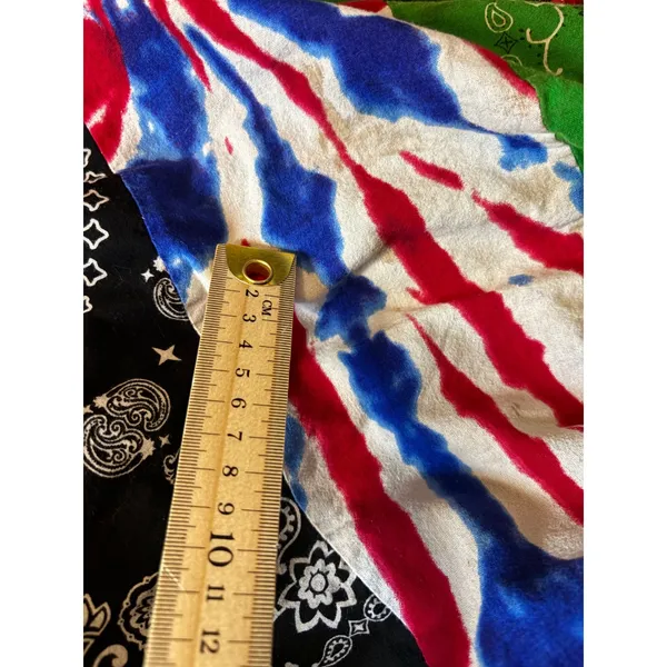 Handmade Patchwork Bandana Tie Dye Midi Skirt Boho Tiered Pointed Hem Multi - Image 5