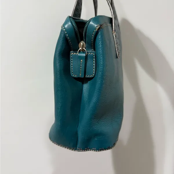 Fossil Sedona Saddle Leather Green Crossbody Handbag‎ Purse Vintage 13x7” O - Image 8