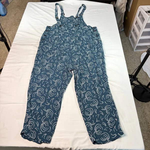 Maeve Anthropologie womens green geometric print cropped overalls. Size S. boho - Image 6