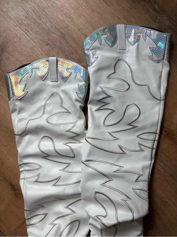 Western holographic thigh high cowgirl boots - Image 10
