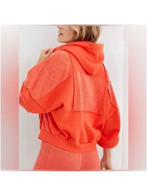 AERIE Orange Patchwork Hoodie - Image 2