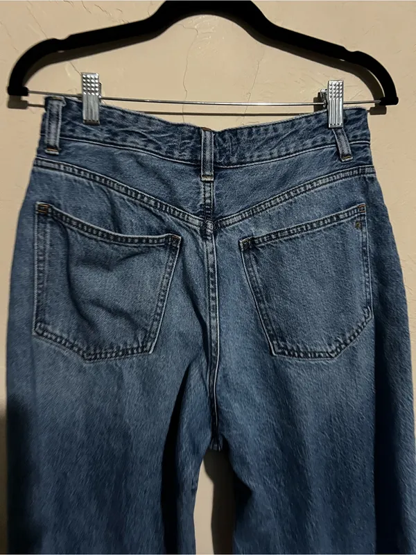 Madewell‎ Curvy Super Wide Leg Crop High Rise Raw Hem Jeans - Image 8