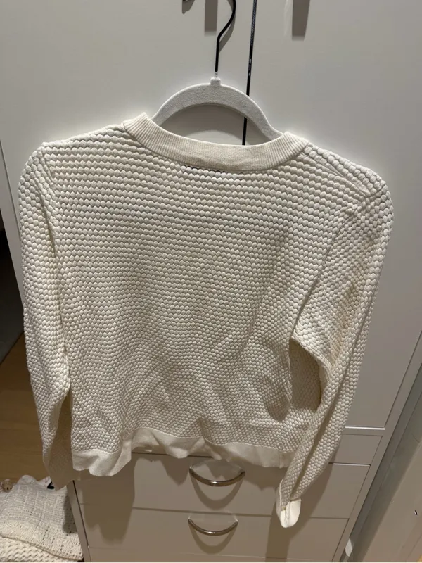 Milly Ivory Textured Crewneck Sweater - Image 6