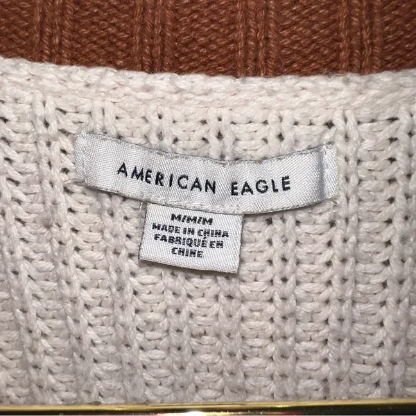 American Eagle Cropped Colorblock‎ Knit Sweater Oversized EUC - Image 7