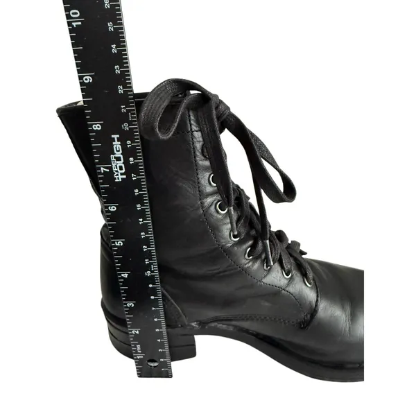Vintage Frye 90s Y2K USA Black Leather Moto Combat Boots Grunge 9.5 M Goth Biker - Image 10