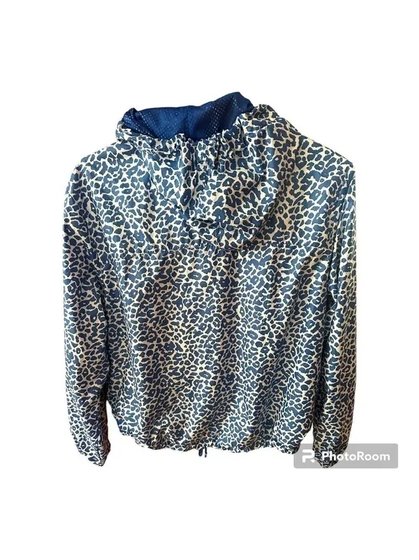 Adidas NEO Blue White Animal Print Wind Breaker Zipper Jacket - Image 4