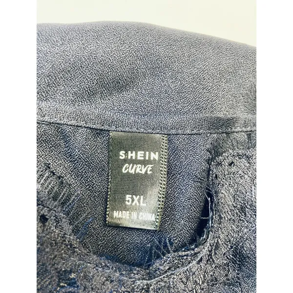 SHEIN Curve Cami Top Women 5XL Navy Blue Lace Trim V-Neck Adjustable‎ Strap Cami - Image 3