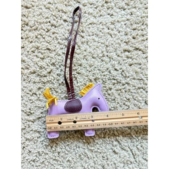 Lavender Faux Leather Horse pony‎ Bag Charm Keychain Accessory New - Image 4