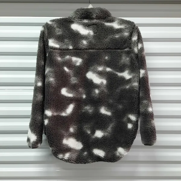 Buffalo Outdoors Sherpa Fleece Jacket Womens Large Gray Tie Dye Cozy Sweater - Image 3