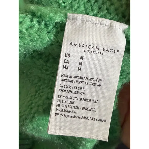 American Eagle‎ Outfitters Cable Knit Sweater Green Oversized Relaxed Fit Size M - Image 4