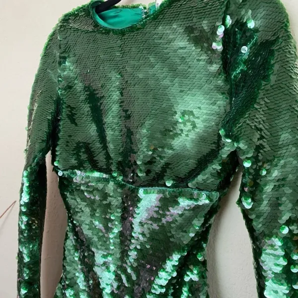 HOUSE‎ OF CB 'Belle' Pine Green Sequin Maxi Dress NWOT size S - Image 9