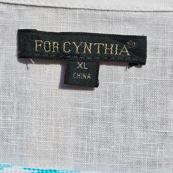 For Cynthia Linen Draped Front Floral 3/4 Sleeves Jacket XL - Image 4