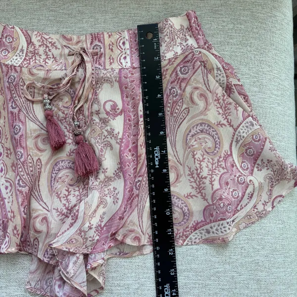 H&M Skort Shorts Size Small Pink Paisley Flowy Tassel Bohemian Fairy Dreamy - Image 7