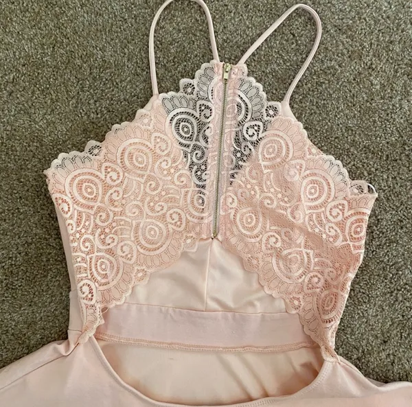 Dainty Hooligan Pink Fit & Flare Lace Back Dress - Image 3