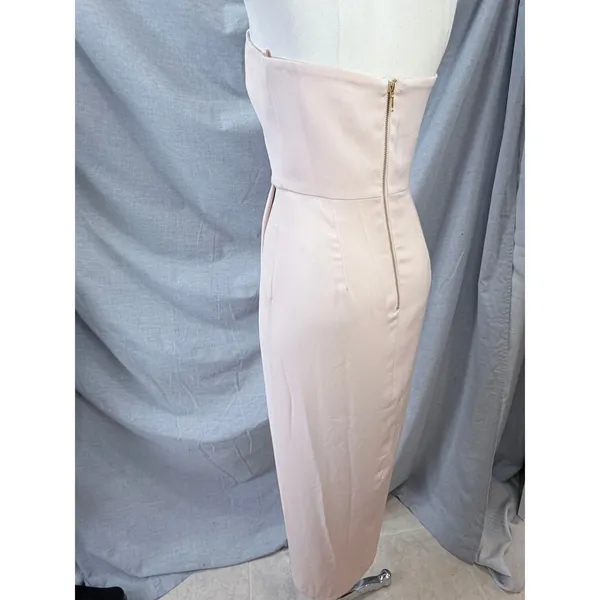 Shona Joy Blush Strapless Draped Cocktail Midi Dress Light Pink‎ 6 USA Wedding - Image 6