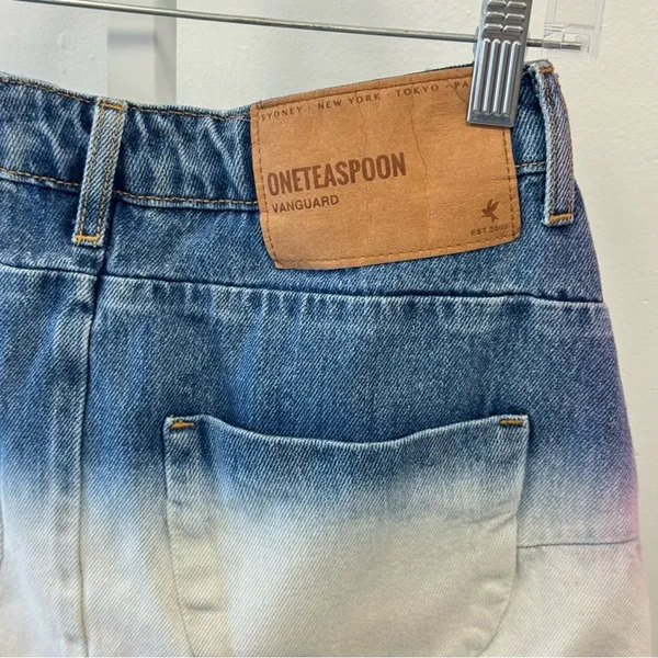 One‎ Teaspoon Dip Dye Denim Mini Skirt Blue White Mid Rise Size 25 - Image 8