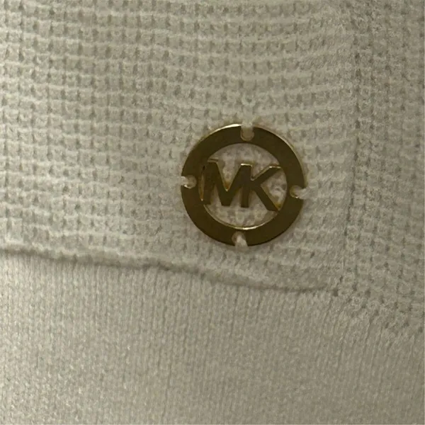 Michael Kors Women's White Ribbed Hoodie Sweater‎ Size M Pullover - Image 6