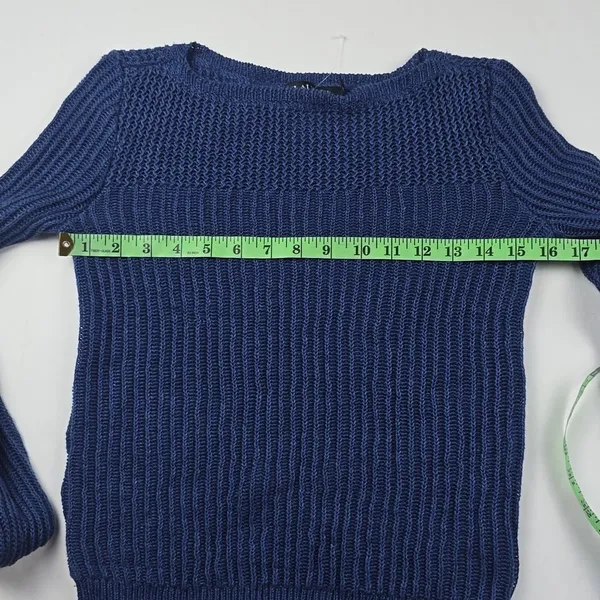Lauren Ralph Lauren NWOT Mixed Knit Boatneck Sweater 100% Linen Steel Blue Sz XS - Image 11