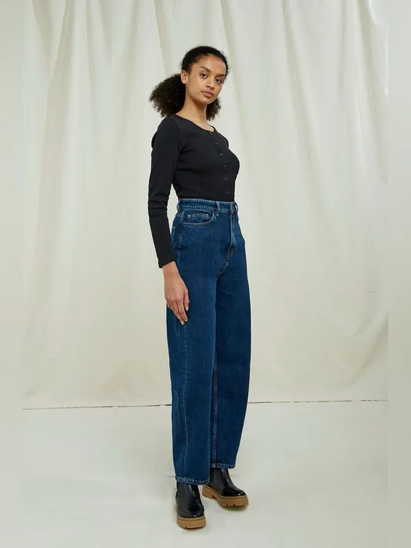 People Tree Barrel Enora Dark Wash High Rise Jeans 6 - Image 2