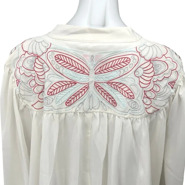 Butterfly by Matthew Williamson White Embroidered Button Up Shirt Top Size 16 - Image 4