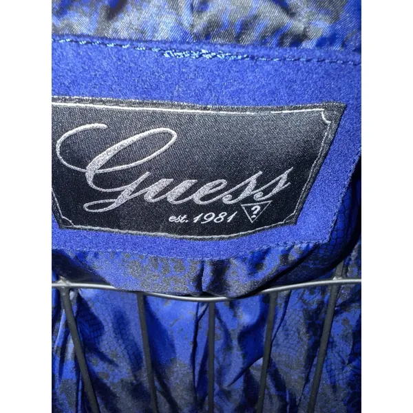 Guess Trench Coat Womens Small Blue Good Wool Blend‎ Double Breasted Belted - Image 3