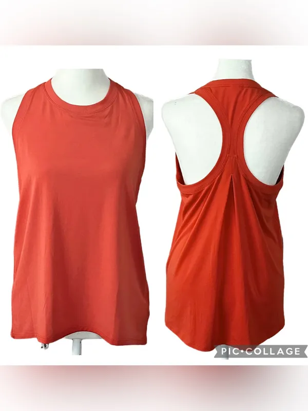 Athleta Ease In Tank Workout Racerback Relaxed Fit Tank Top Orange Size Small - Image 2
