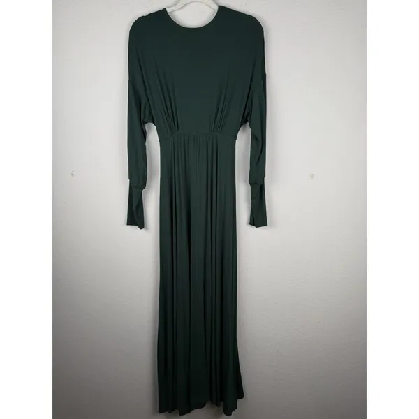 24seven Comfort Apparel Bishop Sleeves‎ Maxi Dress Women's Large Green Stretch - Image 8