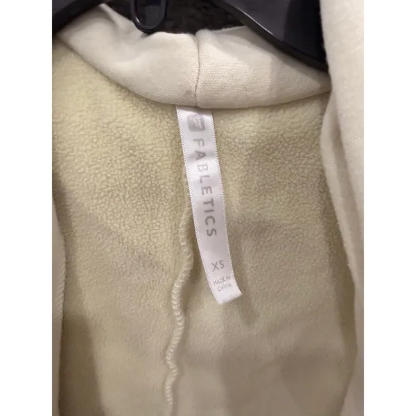 Fabletics Womens Jacket XS Cream Hooded Cinched Waist Fleece Lined OW1723541 - Image 4