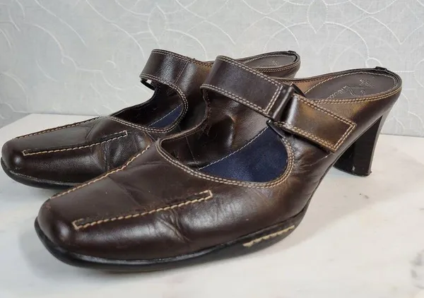 Aerosoles Two Beauty Womens 9.5 Brown Leather Mary Jane Square Toe Open Back - Image 3