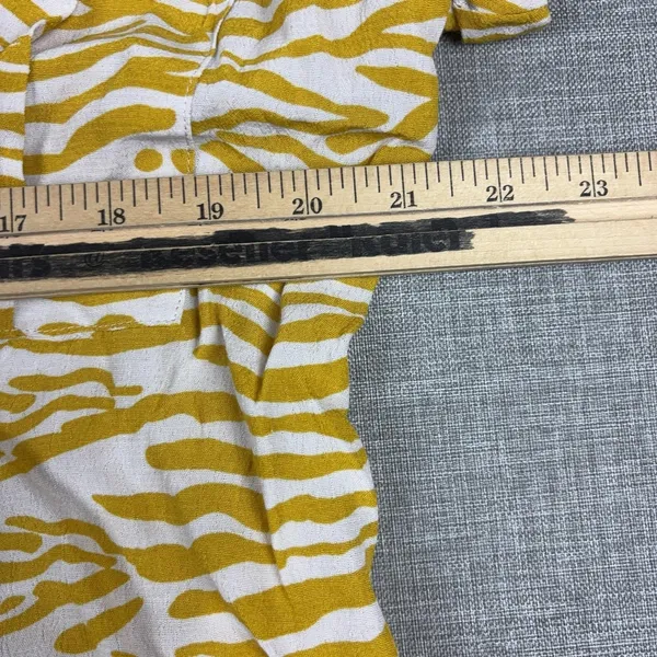 Maeve By Anthropologie Tunic Blouse Womens M Yellow Animal Print V-Neck Dolman - Image 6