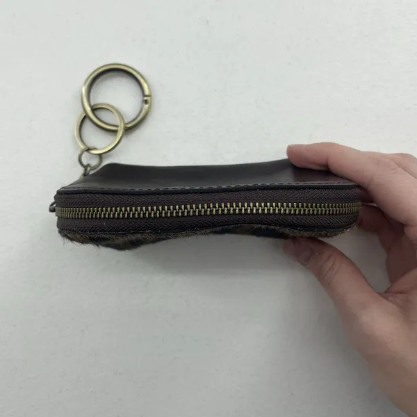 Patricia Nash Keisley Cosmetic Key Fob Leopard Calf‎ Hair Leather Brown Zipper - Image 10