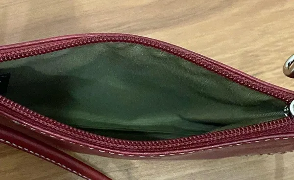Coach Red Wine Leather Wristlet Small - Image 9