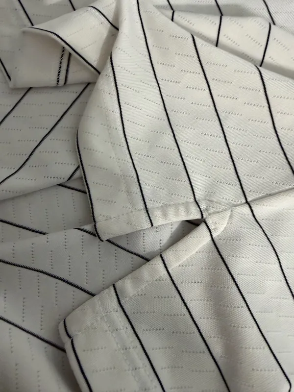 Callaway Opti Dri White Polo with Navy Pinstripes - Image 2