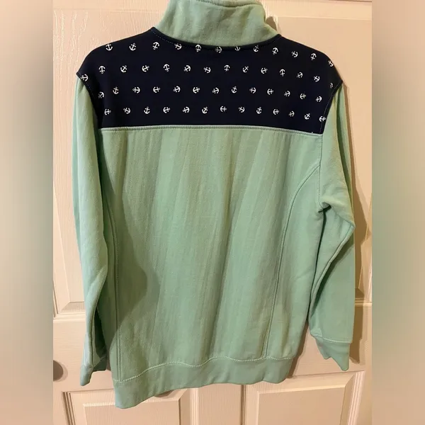 Royce Nautical Quarter Zip Up Sweatshirt. Teal and Navy. - Image 5
